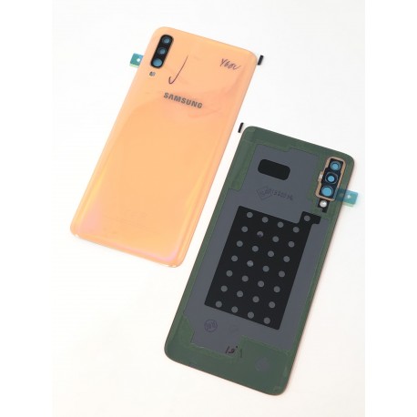 Vitre arrière ORIGINALE Corail pour SAMSUNG Galaxy A70 - A705F - Présentation avant / arrière