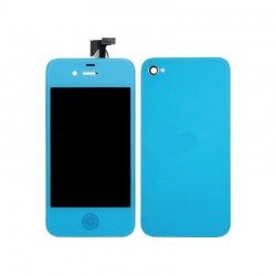 [KIT] Bloc Avant Compatible Bleu Ciel / Vitre Arrière Bleu Ciel - iPhone 4