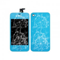 [Réparation] [KIT] Bloc Avant Compatible Bleu Ciel / Vitre Arrière Bleu Ciel - iPhone 4 à Caen