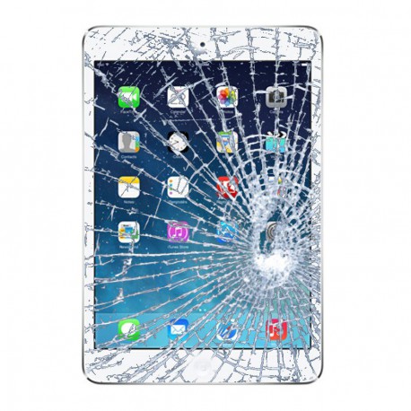 [Réparation] Vitre tactile de qualité originale blanche avec adhésifs pour iPad Mini 3 - A1499 - A1500 à Caen